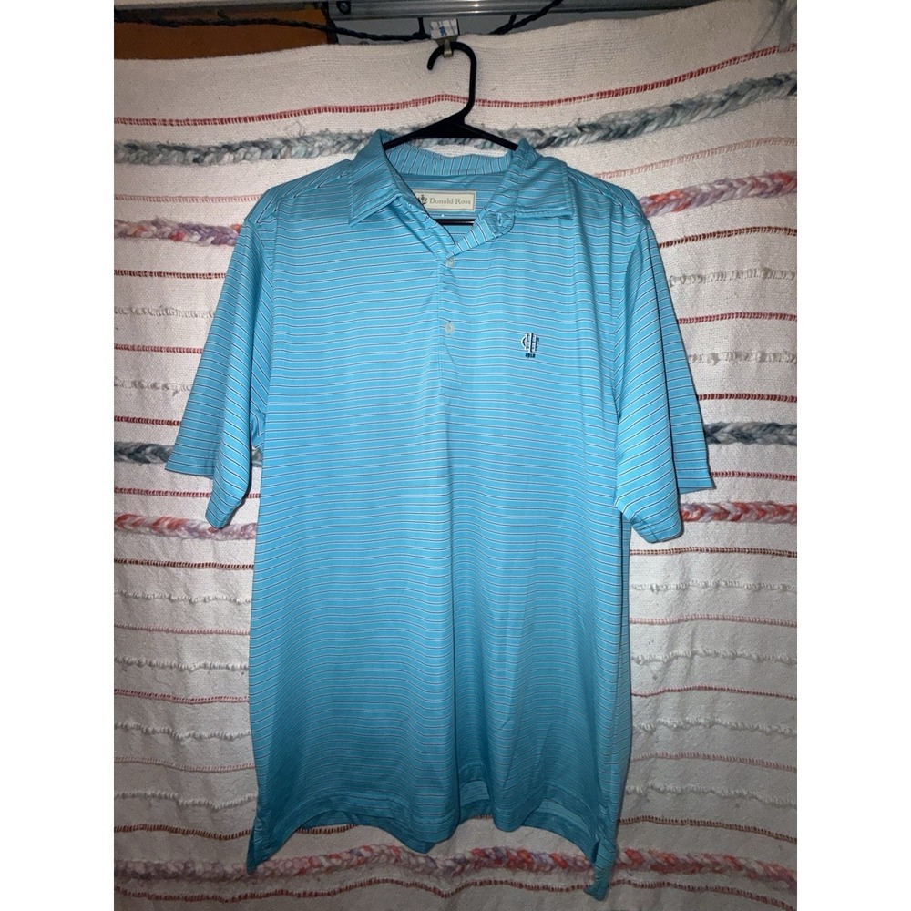 Donald Ross Striped Short Sleeve Polo Shirt Men's Size Med W/Logo